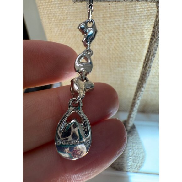 Givenchy Silver-Tone Pavé Crystal Open Pear Linear Drop Earrings - Picture 11 of 16